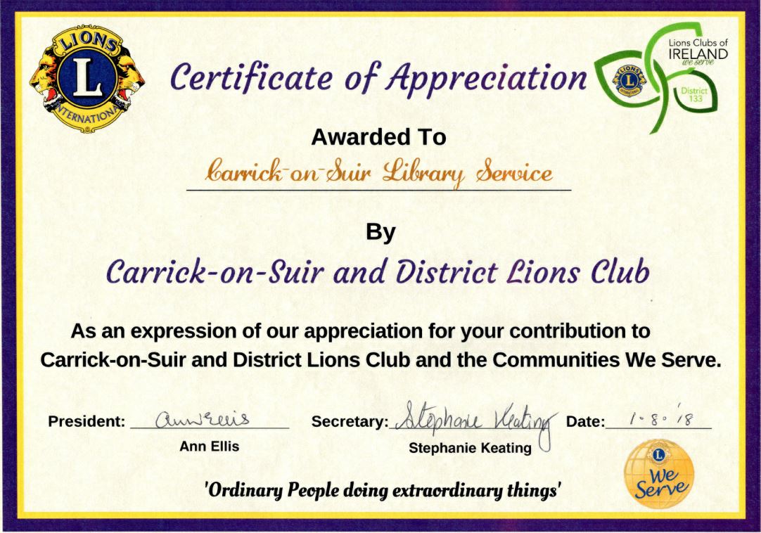 Carrick-on-Suir Lions Club looking for - Carrick On Suir 