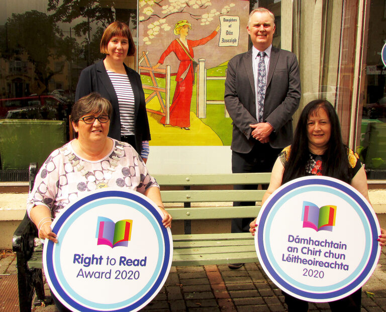 Cllr Marie Murphy, Cathaoirleach of Tipperary County Council with Damien Dullaghan, County Librarian, Ann Marie Brophy, Right to Read Coordinator and Ann Tuohy, Cahir Librarian