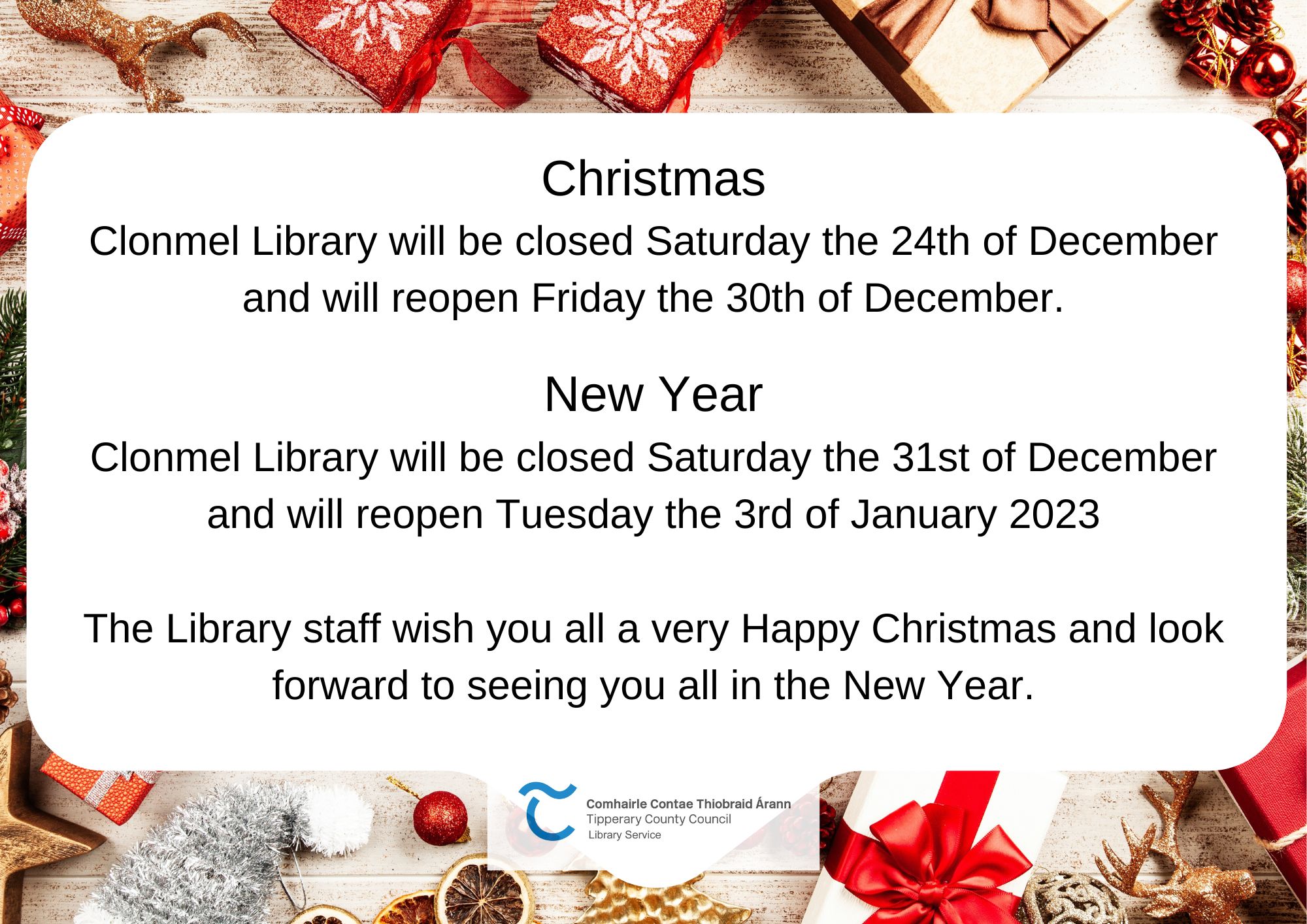 Notice Of Christmas Hours