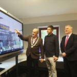A picture of Councillor Ger Darcy, Library Assistant Greg MacDonald, County Librarian Damien Dullaghan and Senior Executive Librarian Ann Marie Brophy launching the new library website in Nenagh library.