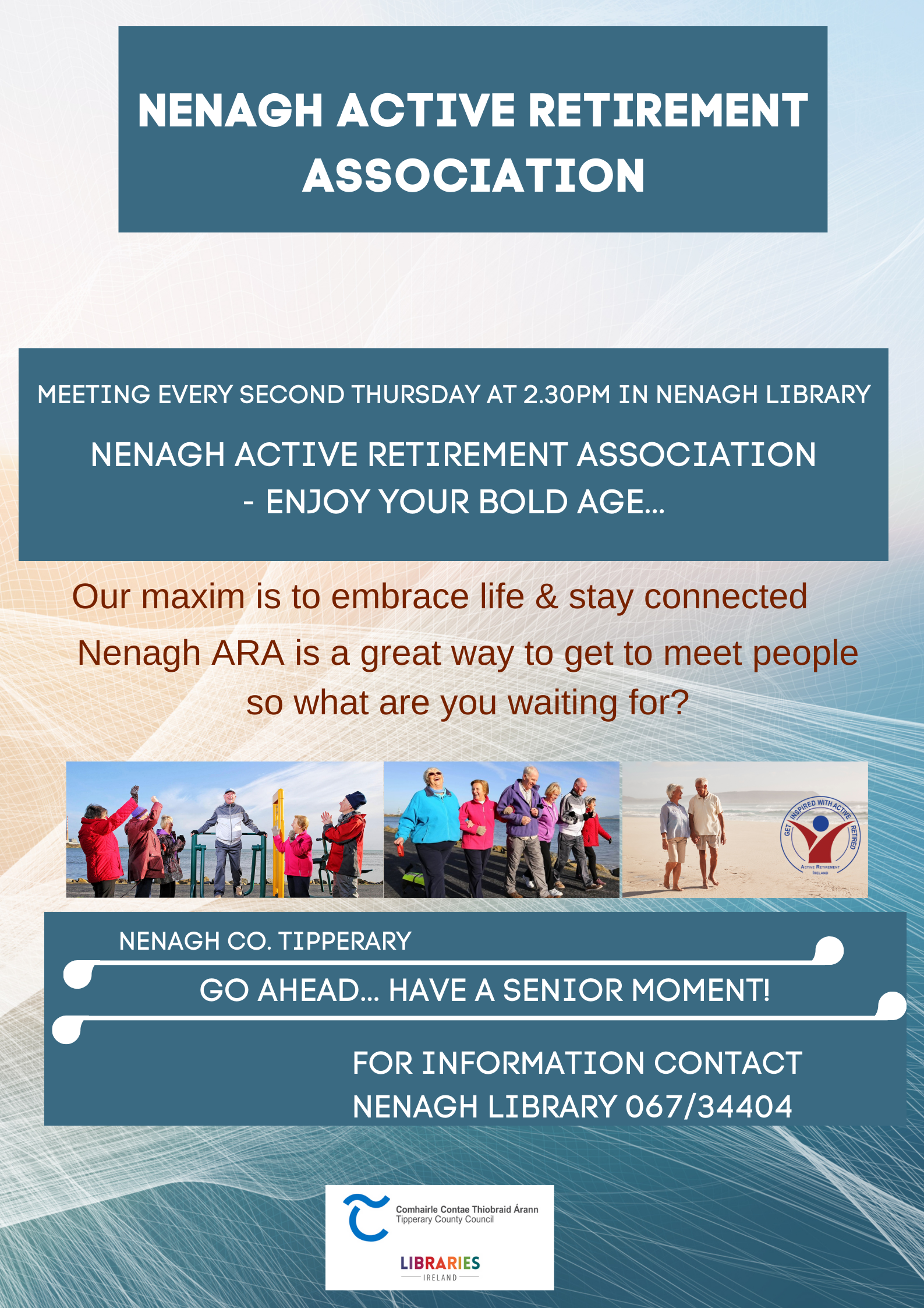 Nenagh Active Retirement Association is back every second Thursday in Nenagh Library