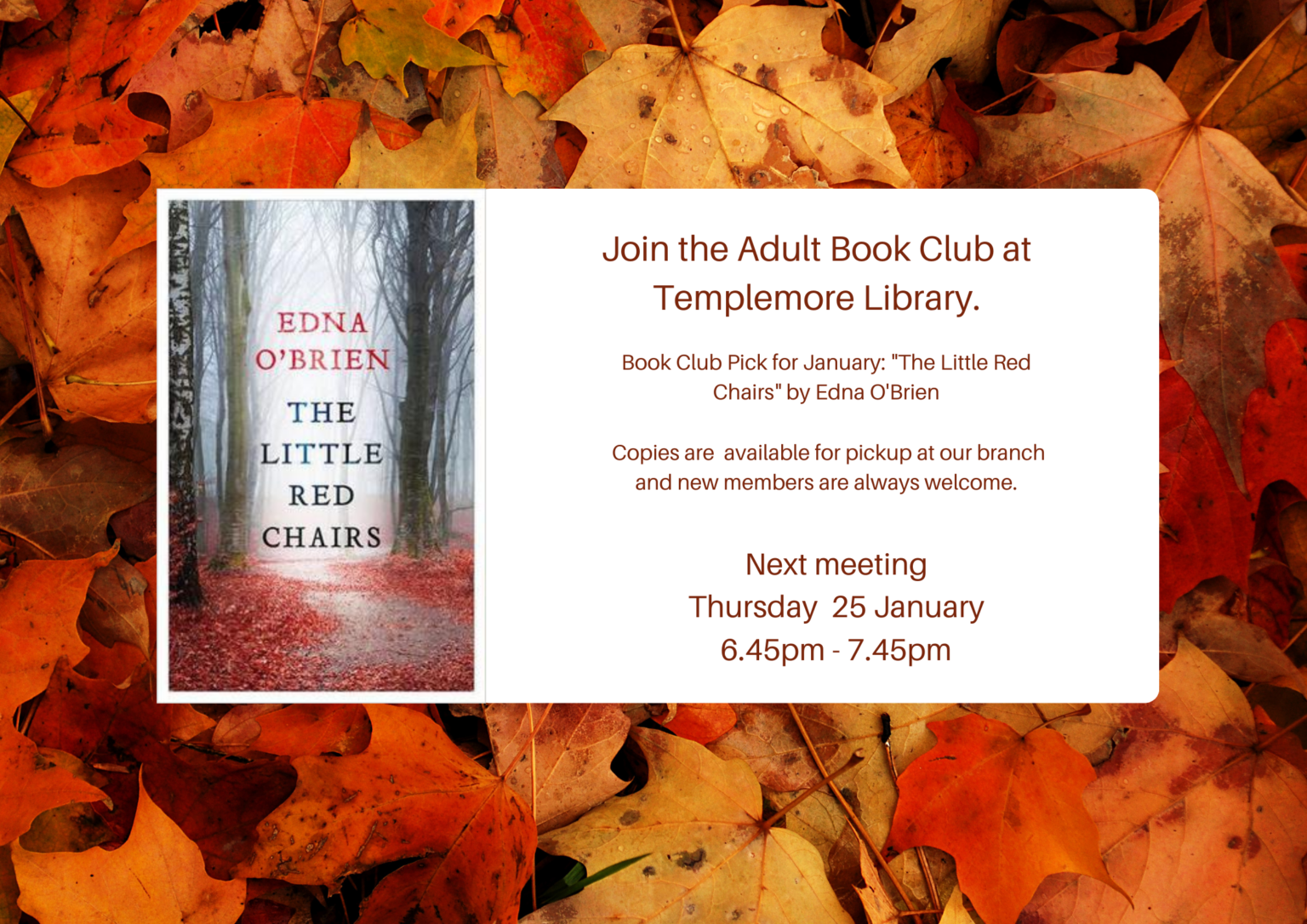 Templemore Library Templemore Library Adult Book Club – Tipperary County Council Library ...