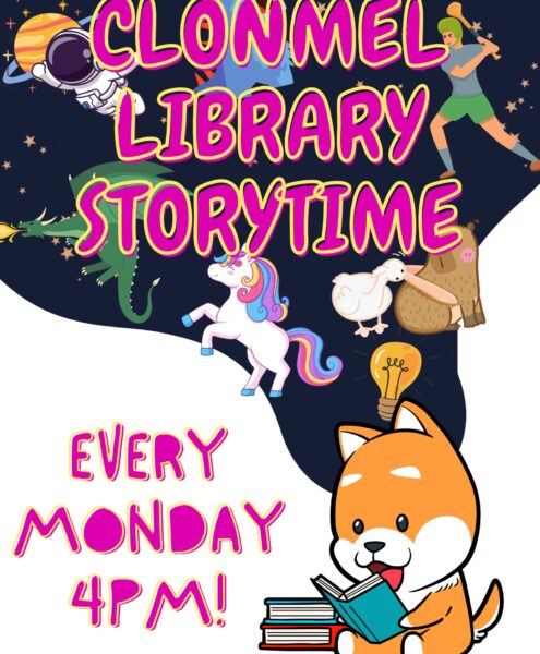 poster for clonmel storytime 2024 every monday 4pm