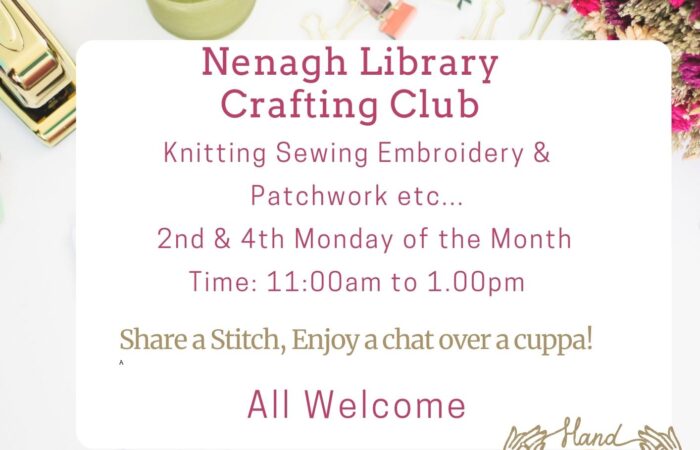We would love for you to join us on the 2nd and 4th Monday of each month from 11am to 1.00pm. We'll have a variety of activities ranging from knitting to sewing, embroidery, and even patchwork!