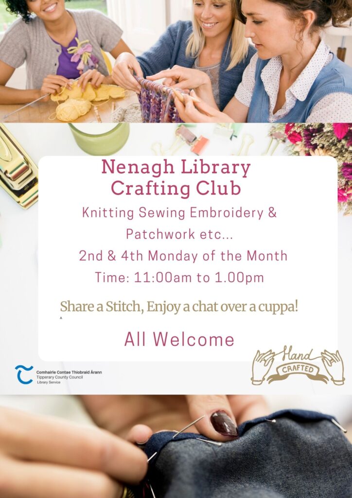 We would love for you to join us on the 2nd and 4th Monday of each month from 11am to 1.00pm. We'll have a variety of activities ranging from knitting to sewing, embroidery, and even patchwork!
