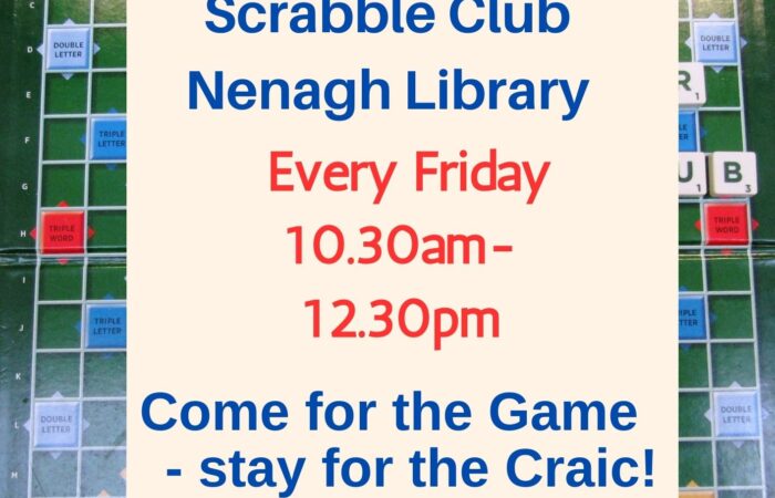 Nenagh Library Scrabble Club meet every Friday morning in Nenagh Library from 10.30am to 12.30am.