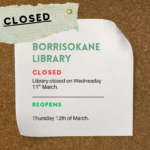 Notice of Borrisokane library closure on March 11th 2026.