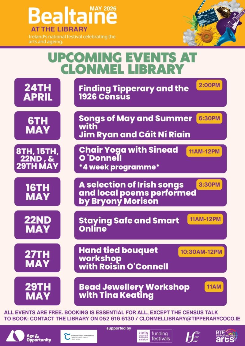 Clonmel Library Bealtaine Festival 2026 at Clonmel Library – Tipperary County Council ...