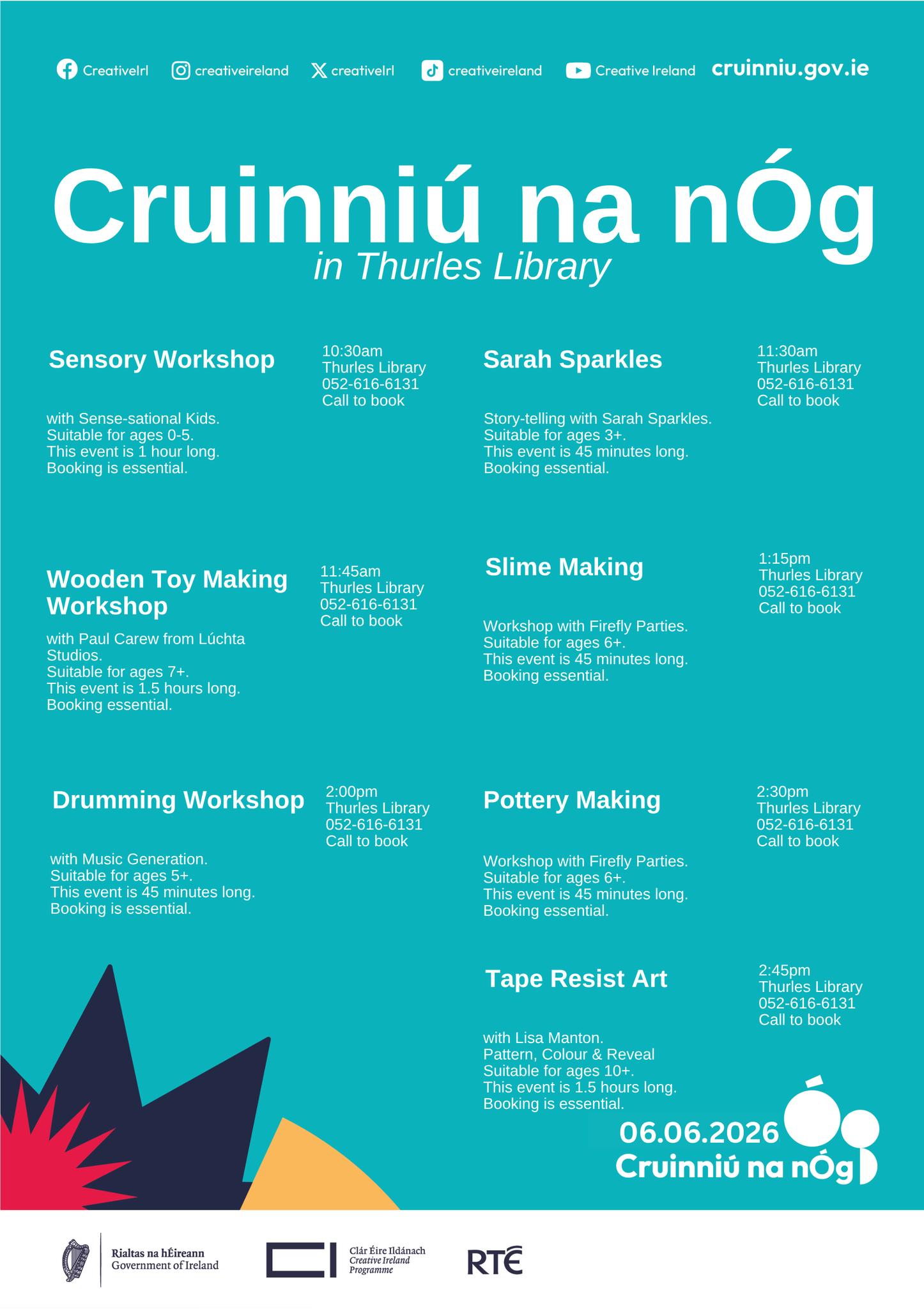 Thurles library events for CruinniÚ na nÓg 2026